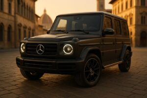 Mercedes Classe G usata in noleggio a lungo termine parcheggiata in una strada storica italiana