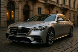 Mercedes Classe S usata in noleggio a lungo termine su strada italiana a Milano
