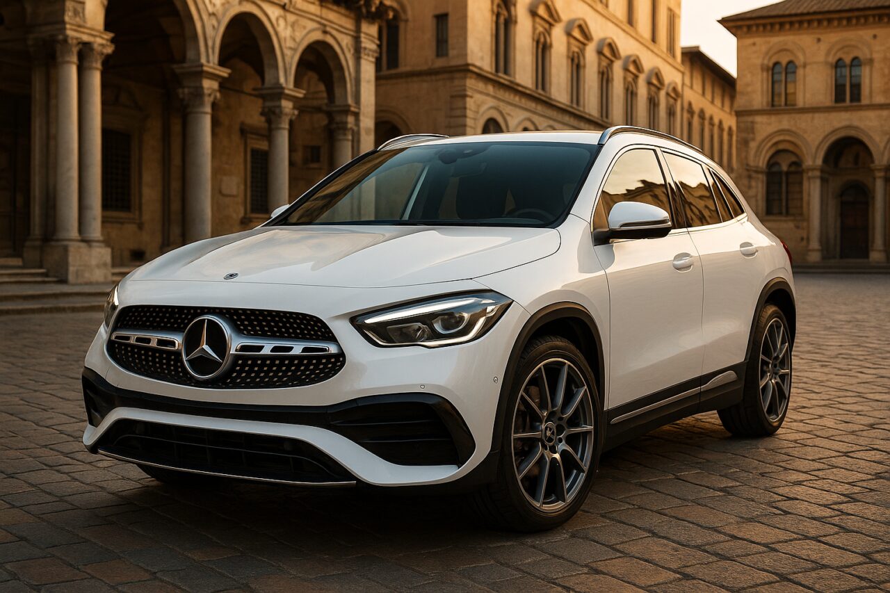 Mercedes GLA usato in noleggio a lungo termine su strada italiana, crossover premium km0 NLT