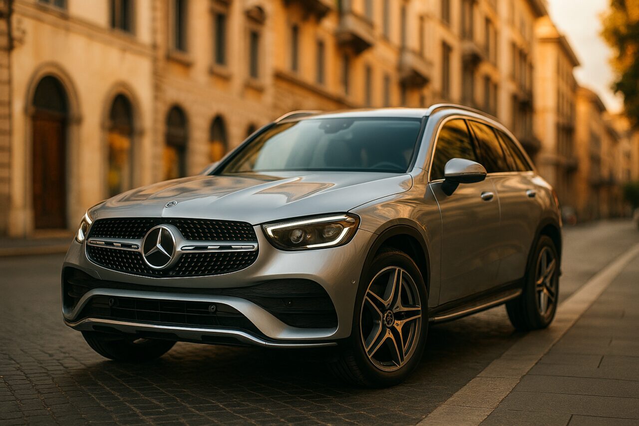Mercedes GLC usato in noleggio a lungo termine parcheggiato in una strada italiana