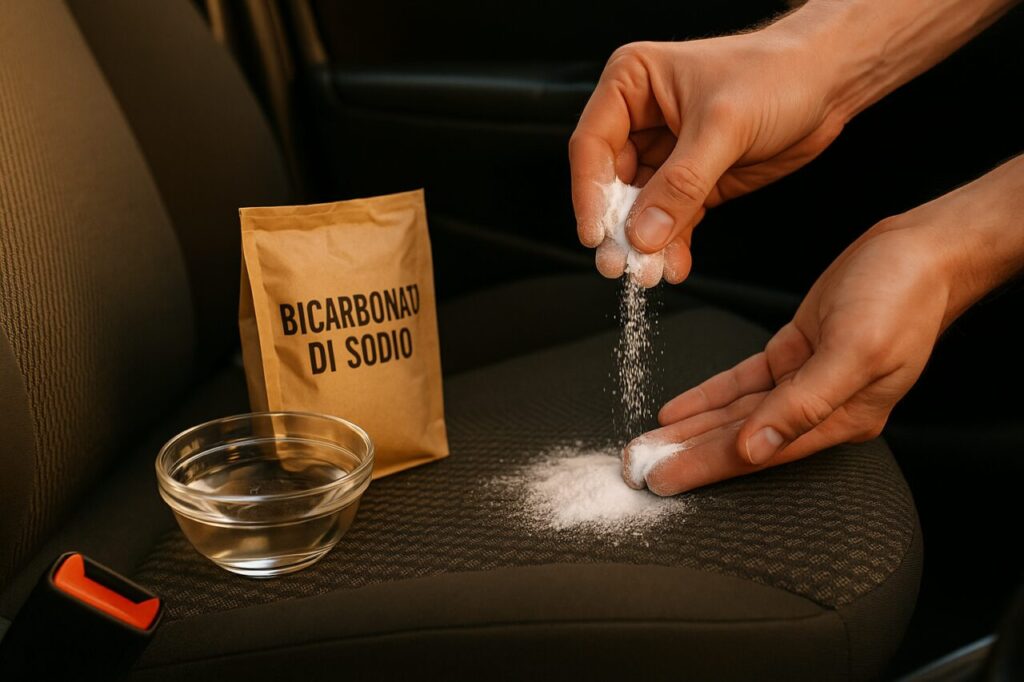 Metodi fai-da-te con bicarbonato e carbone attivo per eliminare odori dall'abitacolo di un'auto usata