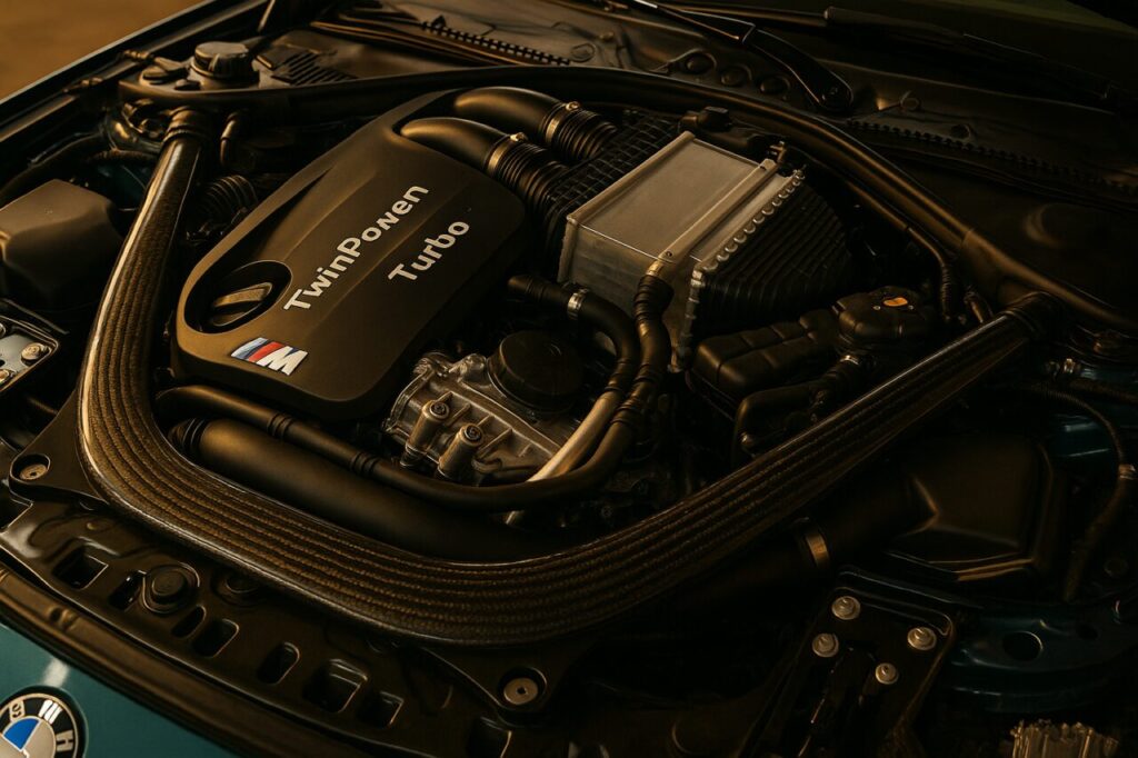 Motore biturbo BMW M2 S55 manutenzione fluidi olio e refrigerante