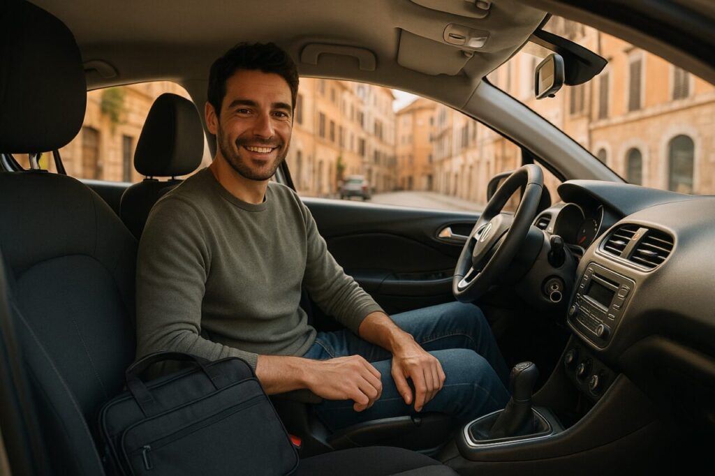Professionista italiano in auto usata km0 a noleggio lungo termine a Milano