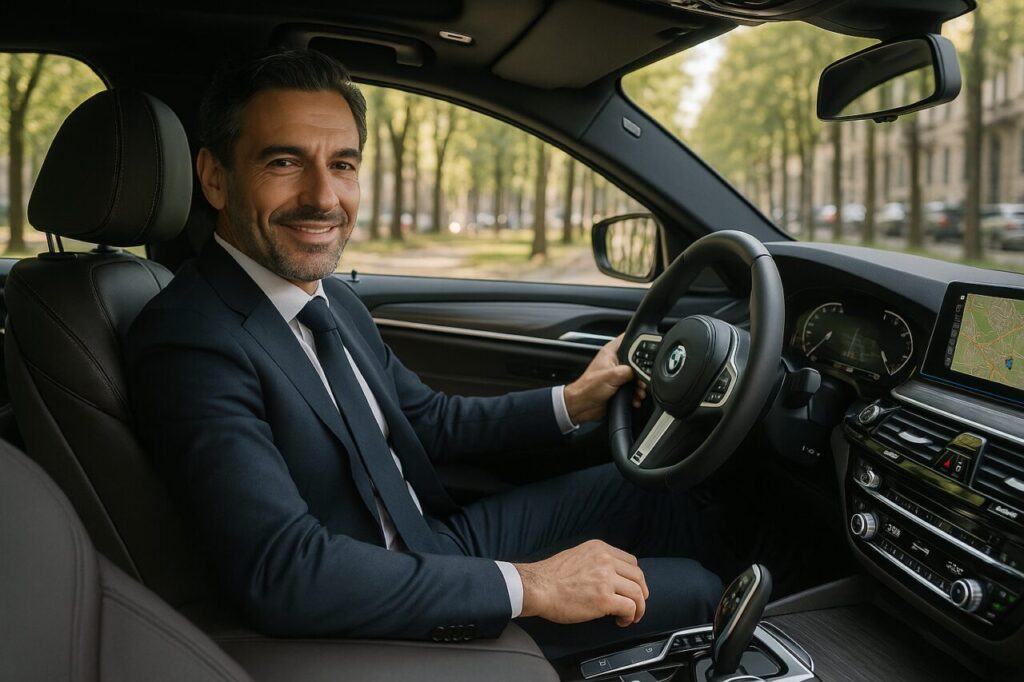 Professionista italiano guida BMW Serie 5 in noleggio a lungo termine senza pensieri