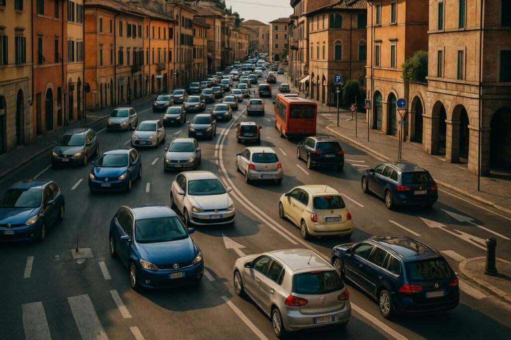 Traffico urbano italiano e condizioni di circolazione diverse per noleggio auto lungo termine