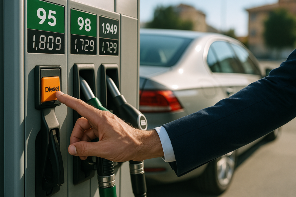 Repostaje auto noleggio lungo termine, mantenimiento combustible, serbatoio auto usata, responsabilidad conductor