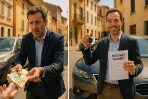 Confronto tra acquisto auto usata in contanti e noleggio a lungo termine senza anticipo in Italia