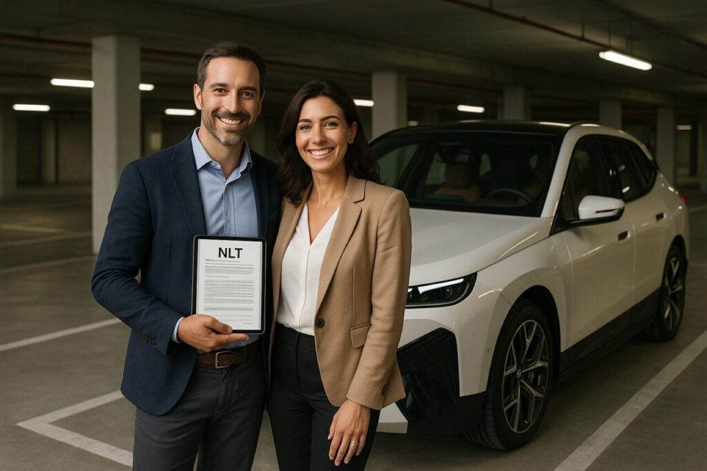 Coppia italiana firma contratto noleggio a lungo termine BMW iX senza anticipo