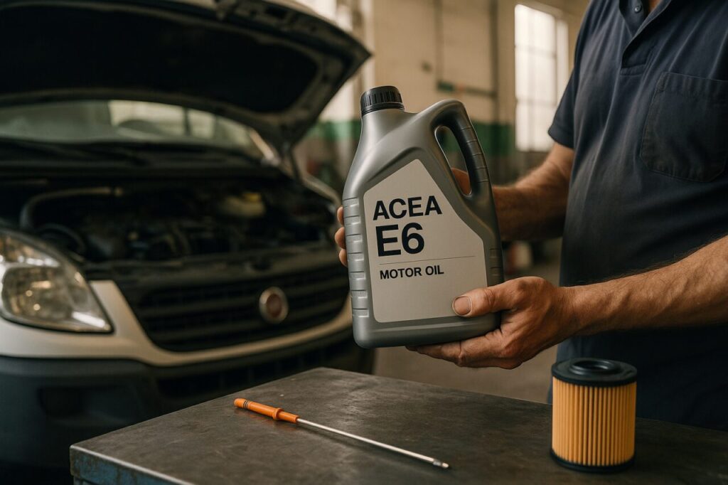 Olio motore specifica ACEA E6 per Iveco Daily, manutenzione programmata noleggio lungo termine veicolo commerciale