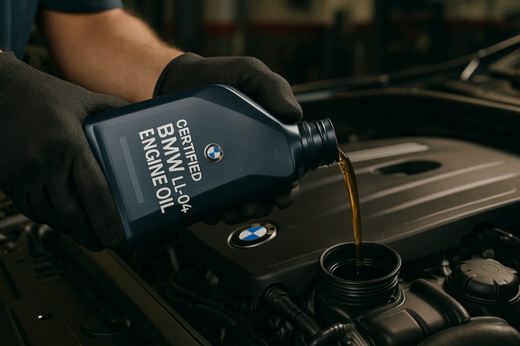 Sostituzione olio motore certificato BMW LL-04 su BMW X1 usato durante tagliando in officina italiana
