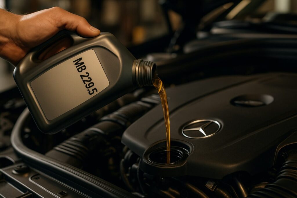 Sostituzione olio motore Mercedes Classe B con specifica MB 229.5 in officina