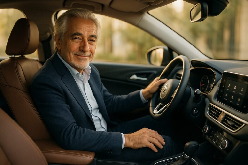 Pensionato italiano alla guida di un SUV compatto usato in noleggio a lungo termine senza anticipo