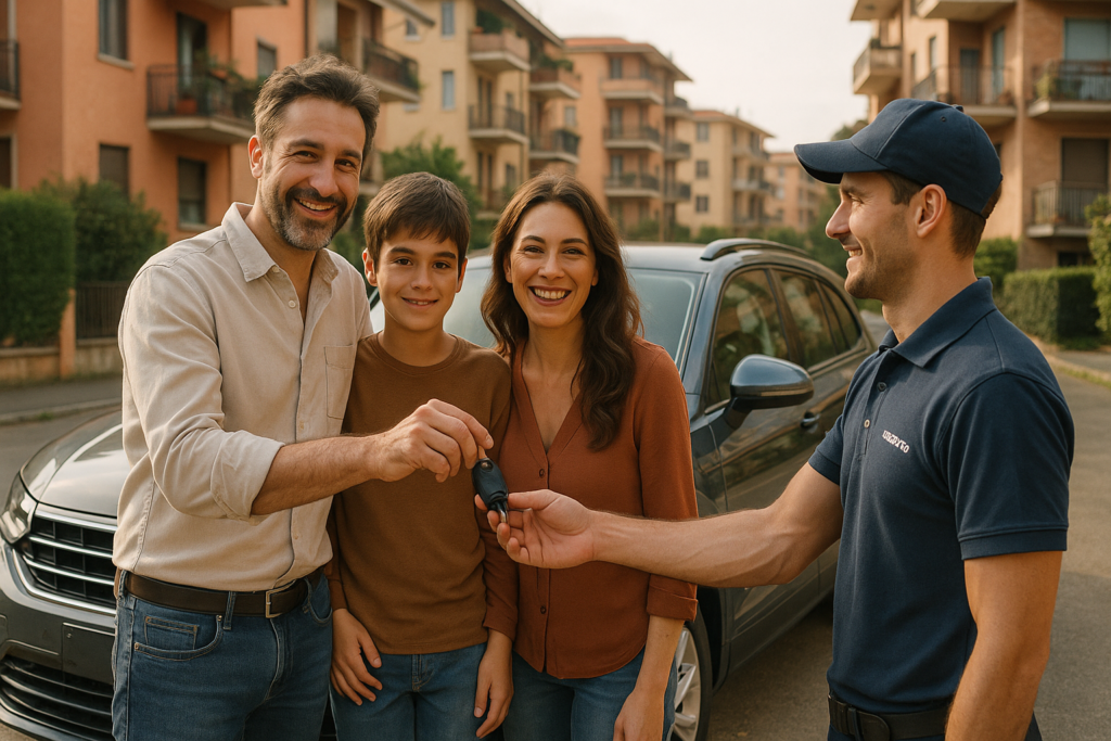 Famiglia italiana con permuta auto usata e consegna a domicilio noleggio lungo termine