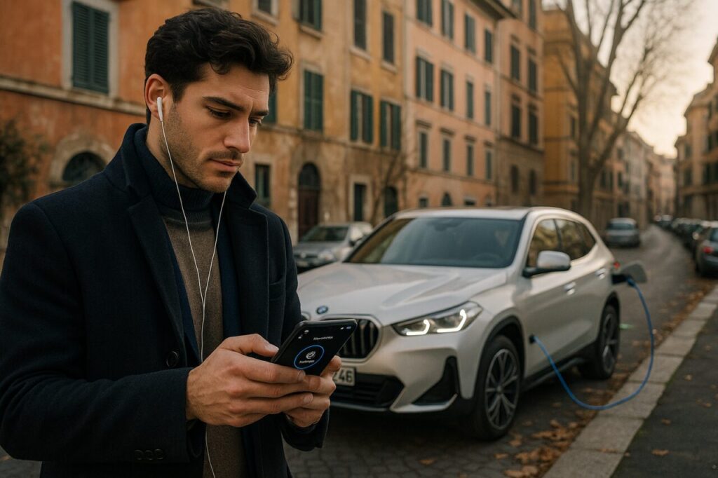 Proprietario di BMW iX2 usato precondiziona la batteria con l'app My BMW prima della ricarica rapida