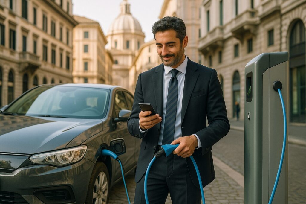 Libero professionista italiano con auto elettrica km0 in noleggio lungo termine con vantaggi fiscali