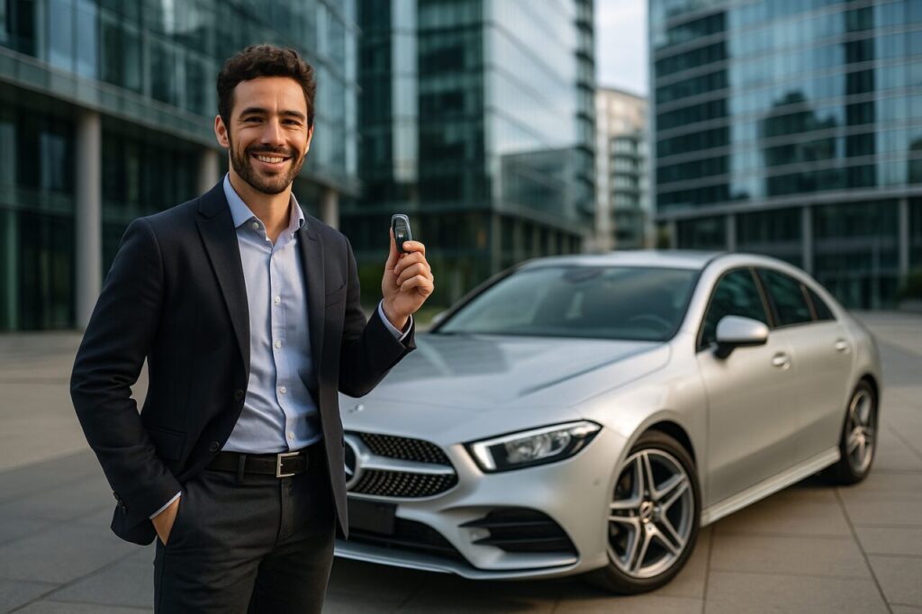 Professionista italiano con auto sportiva usata in NLT, noleggio lungo termine senza anticipo Milano