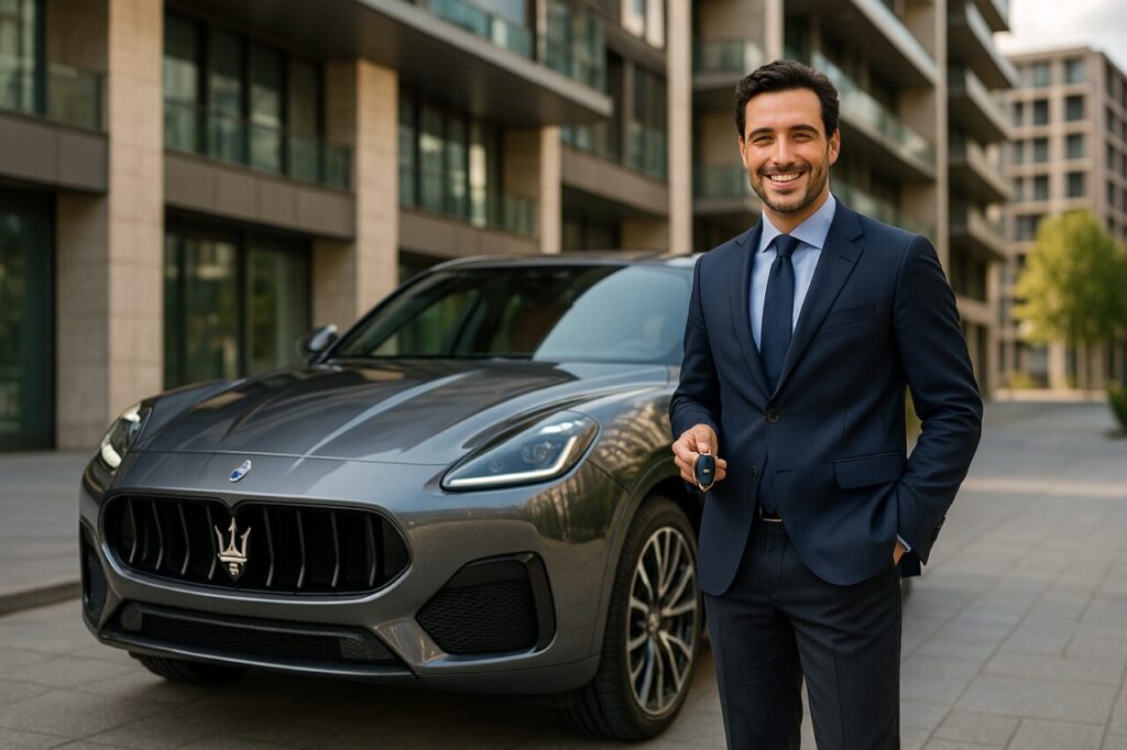 Professionista italiano soddisfatto con Maserati Grecale in noleggio a lungo termine senza anticipo