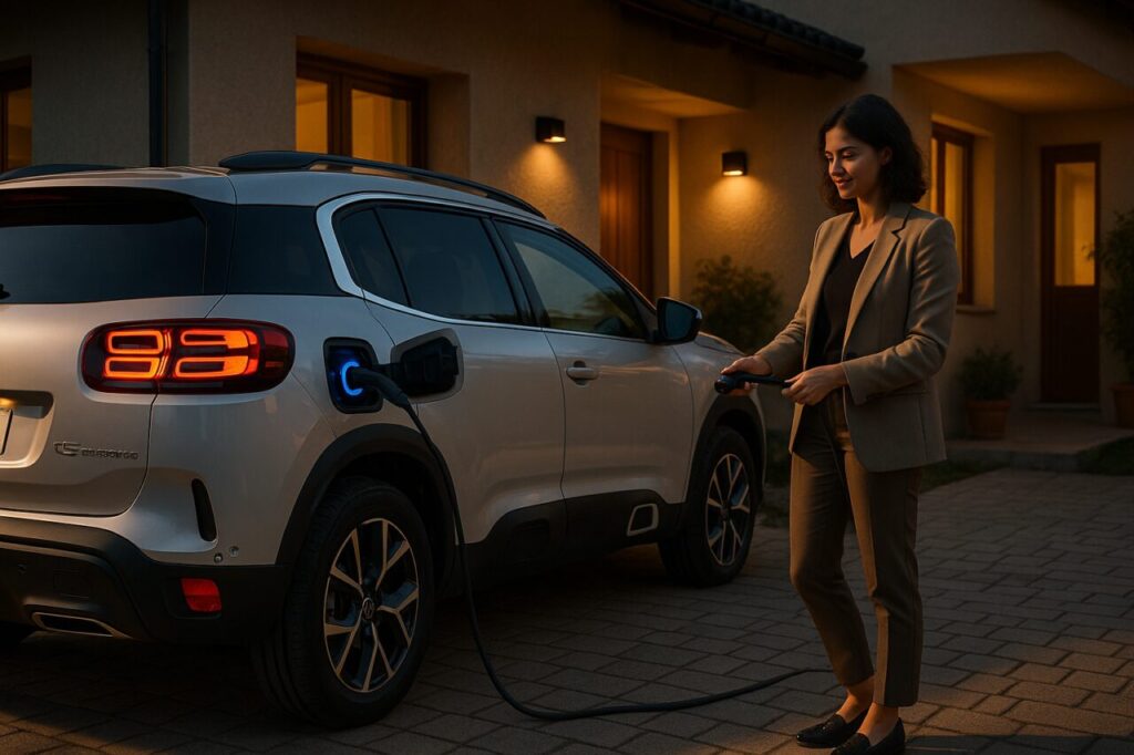 Ricarica Citroën C5 Aircross PHEV con wallbox domestica in noleggio a lungo termine