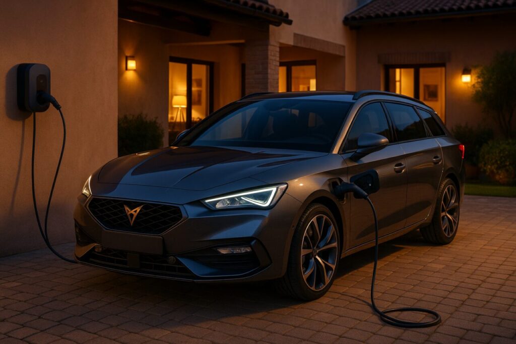 Ricarica batteria Cupra León PHEV noleggio lungo termine auto ibrida plug-in famiglia italiana
