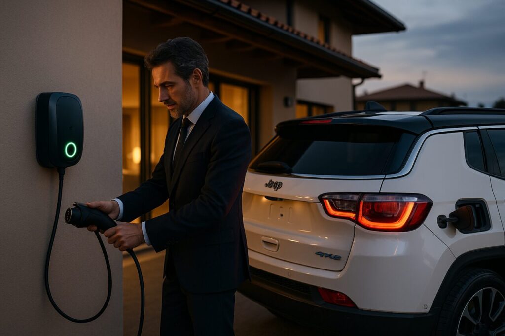Ricarica intelligente Jeep Compass 4xe con wallbox domestica per preservare la batteria
