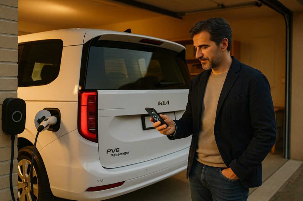 Gestione intelligente della ricarica del Kia PV5 Passenger con wallbox domestico in Italia