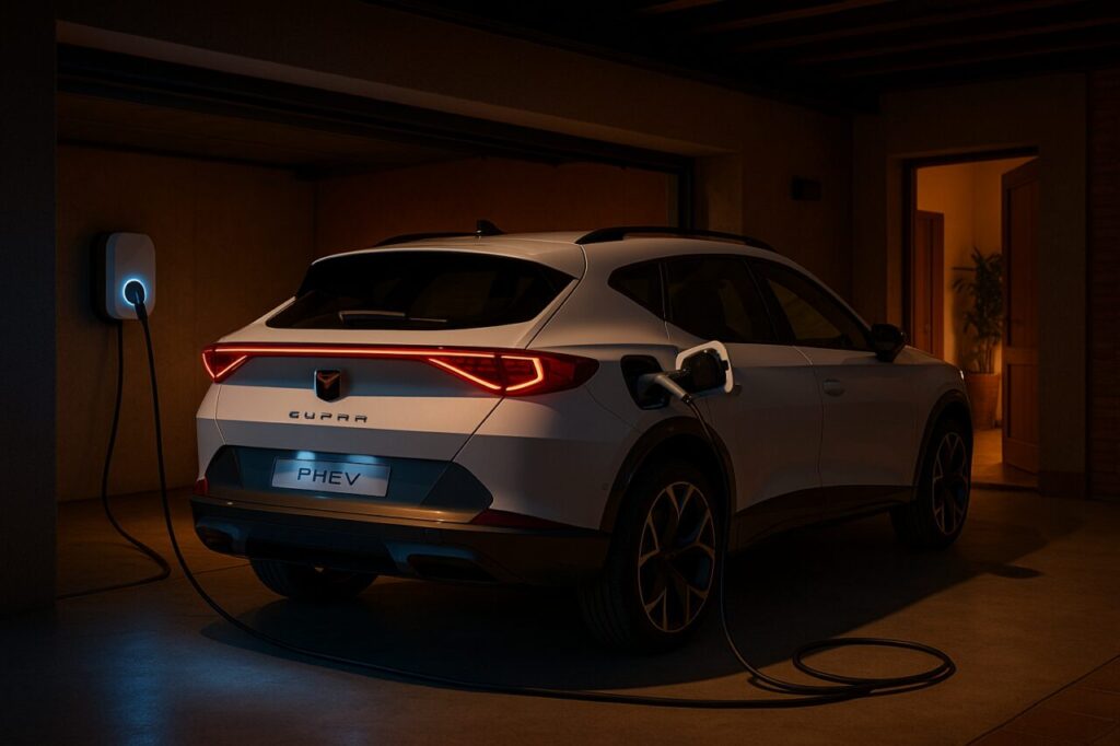 Ricarica lenta notturna Cupra Formentor PHEV con wallbox domestica per preservare la batteria