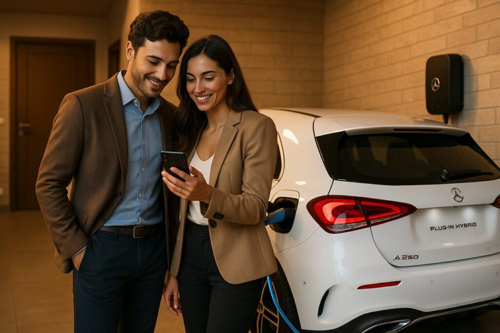 Ricarica Mercedes Classe A Plug-in ibrida a casa con wallbox in noleggio lungo termine