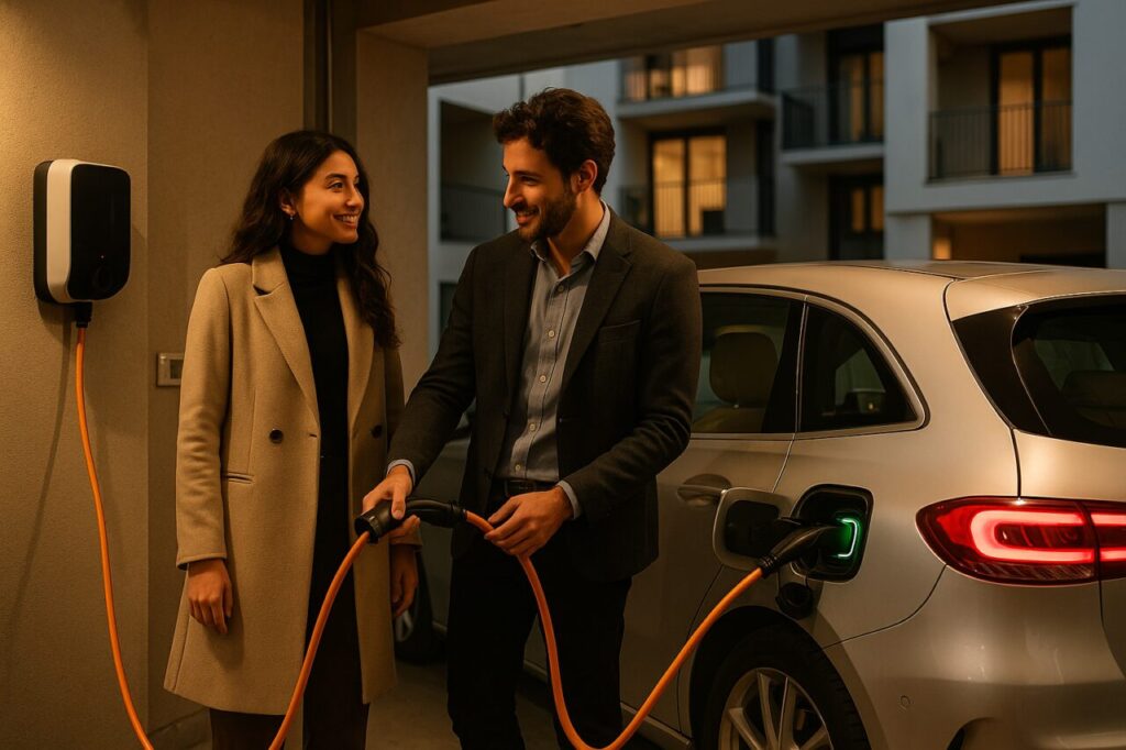 Ricarica Mercedes Classe B plug-in ibrida a casa con wallbox, noleggio lungo termine