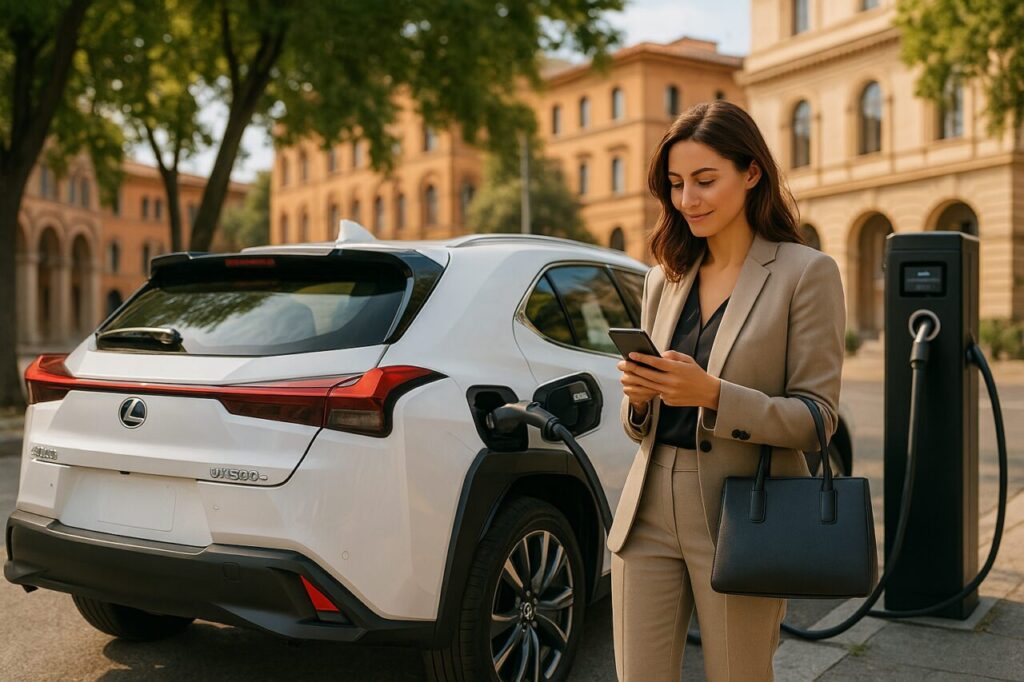 Ricarica rapida Lexus UX 300e colonnina DC noleggio lungo termine elettrico Italia