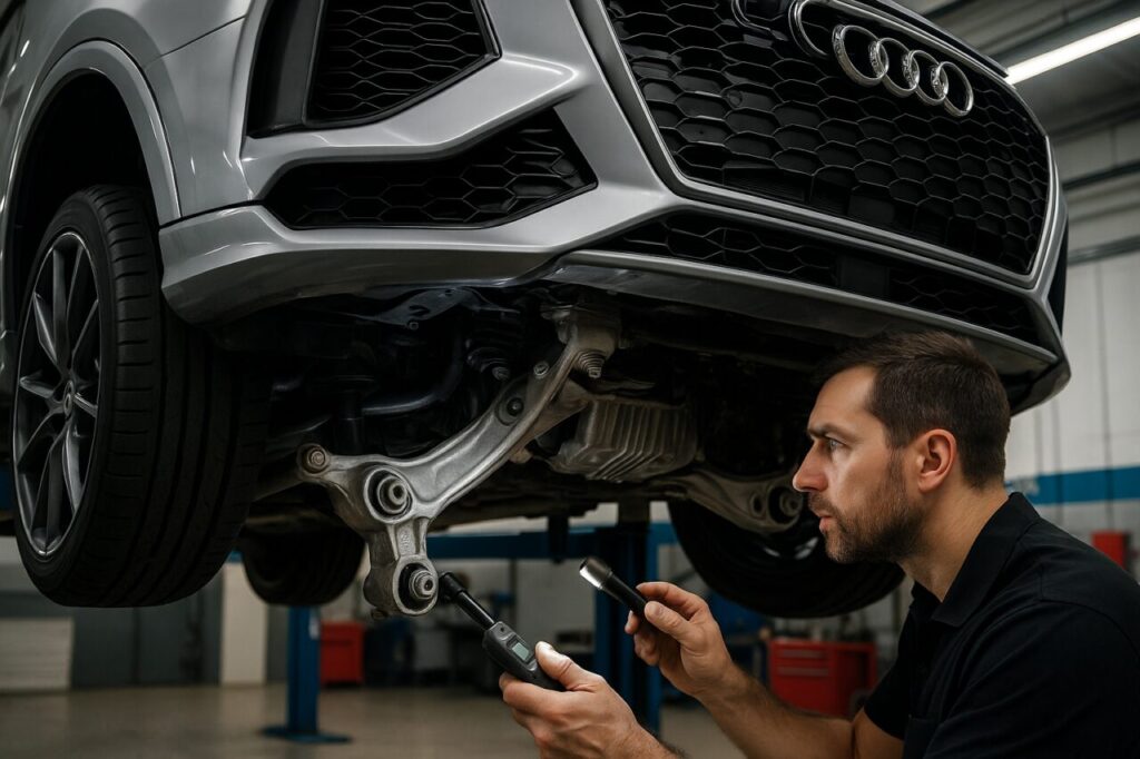 Ispezione sospensioni e supporti motore Audi RS Q3 usata noleggio lungo termine