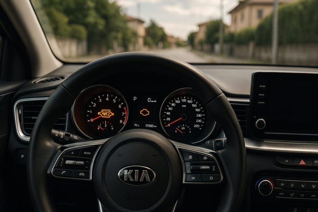 Spia DPF accesa sul quadro strumenti di una KIA Ceed Tourer diesel usata