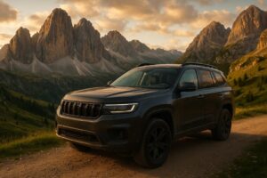 SUV usato in noleggio a lungo termine su strada di montagna in Italia