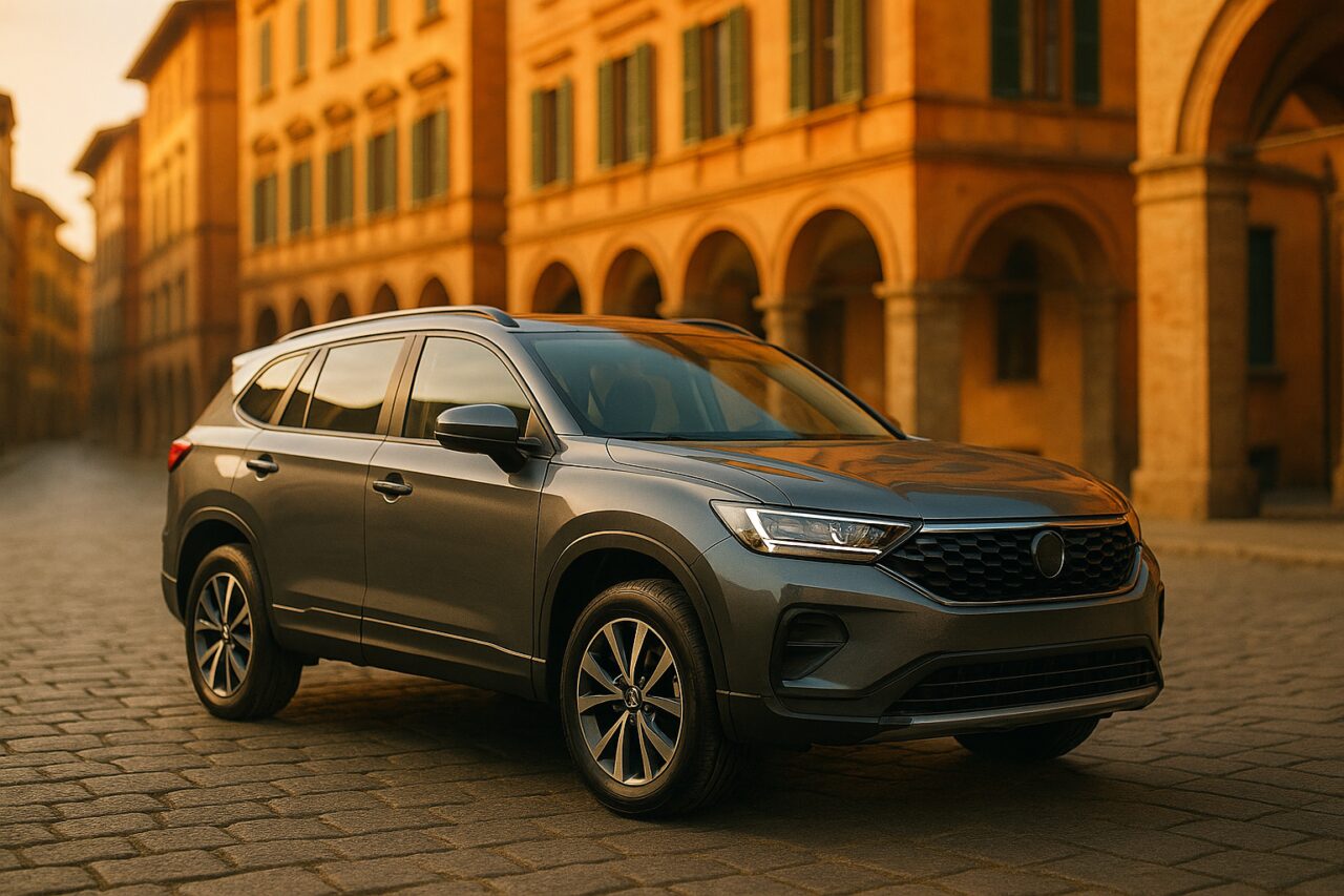 SUV usato in noleggio a lungo termine parcheggiato in una città italiana storica